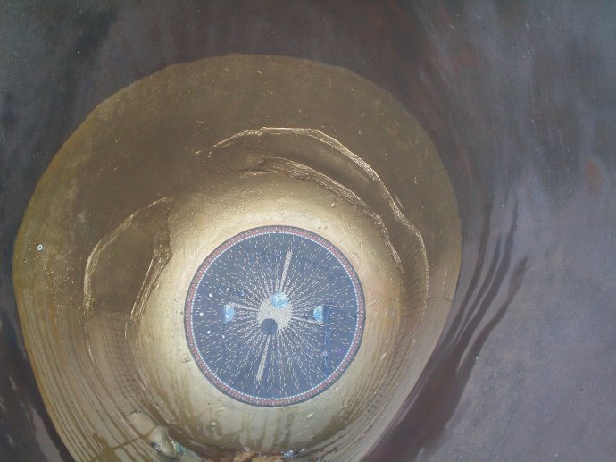 Inside one of the mining buckets