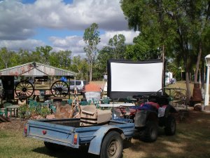 Setting Up the Big Screen for the Rugby Tonight