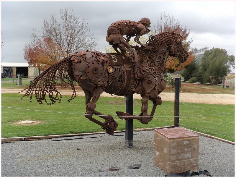 Racehorse "Toolbox" Sculpture at Morundah