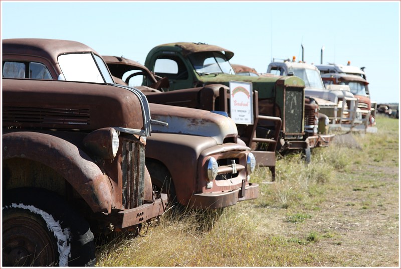 Yard Full of Trucks Awaiting Restoration at the Truck Museum