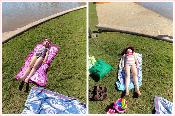 Alex and Emily Drying Off After Their Swim