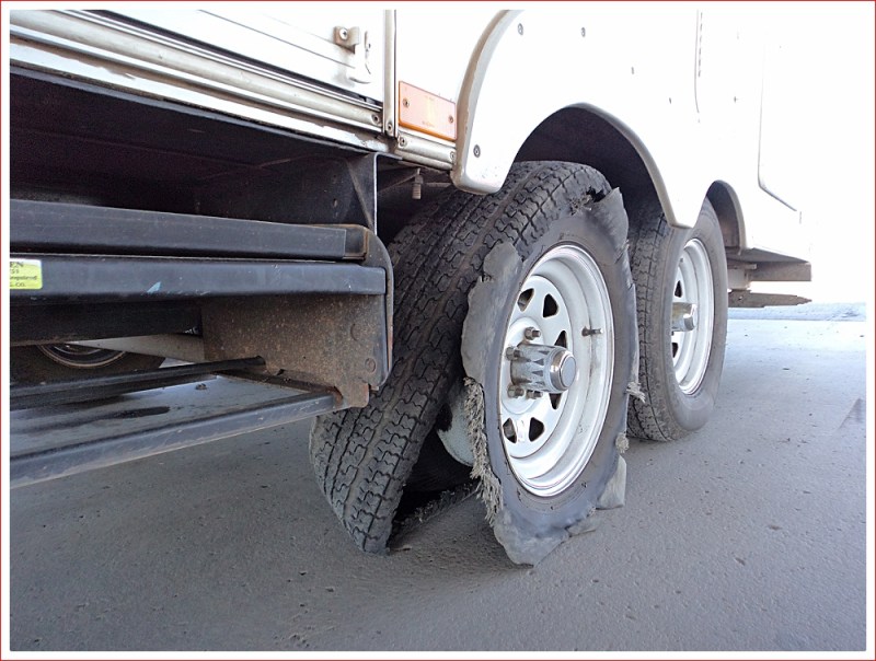 Shredded Tyre on our 5th wheeler