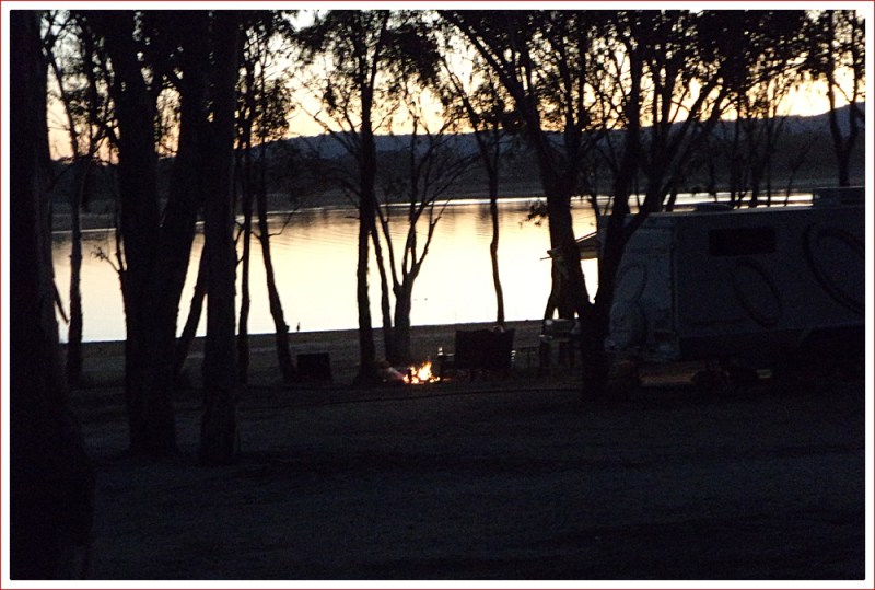 Campfires at Sundown at Lake Leslie