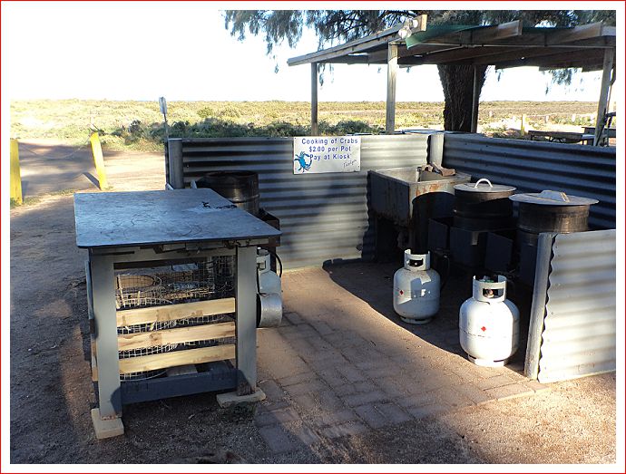 Crab kitchen at caravan park.
