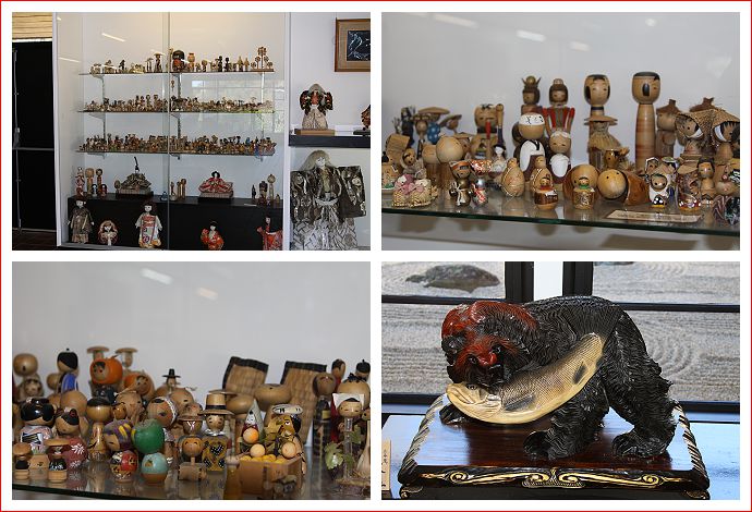 Toys and a bear scultpture